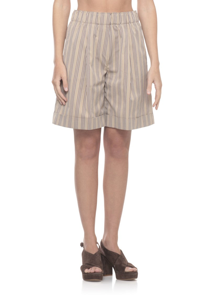 Antonelli Firenze Beige Perilla Striped Cotton Shorts