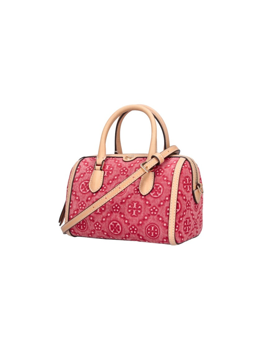 Tory Burch Red Monogram Petite Barrel Bag
