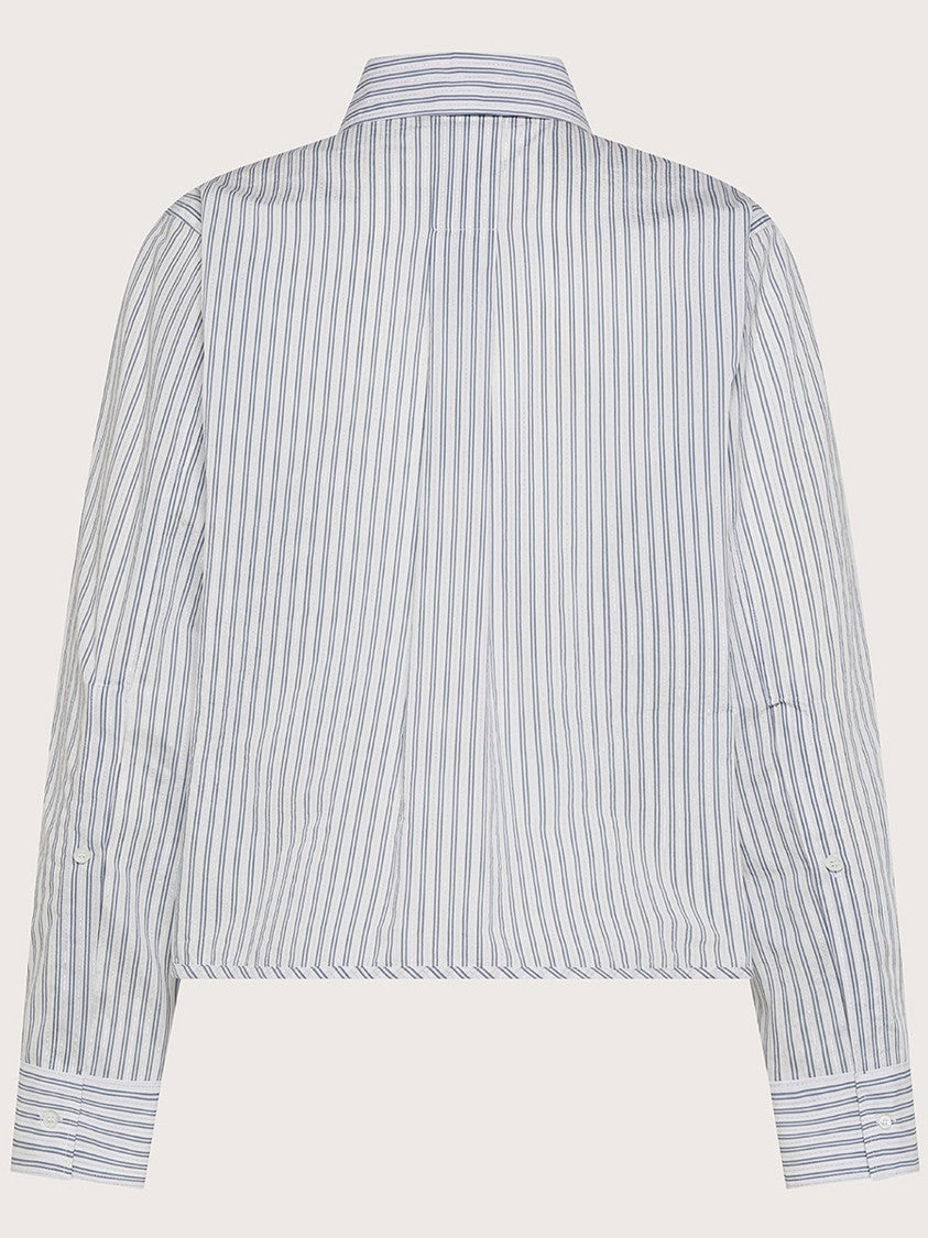Seventy Venezia White Cropped Chevron Stripe Shirt