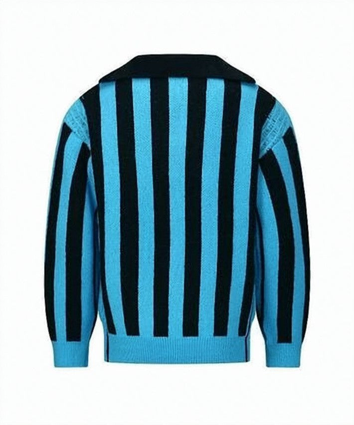 Andersson Bell Vertical Striped Half-Zip Sweater