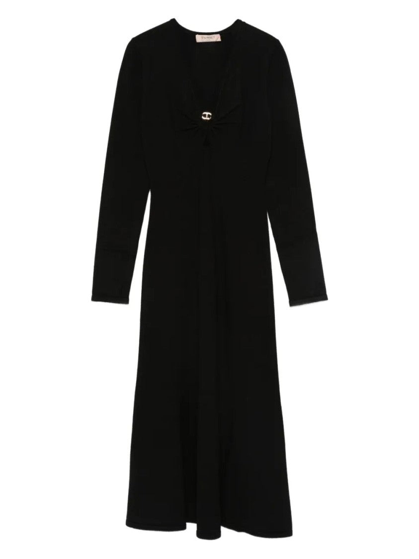 Twin-Set Fitted Black Midi Dress