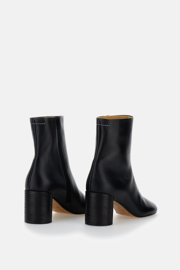 Mm6 By Maison Margiela Minimalist Nappa Leather Ankle Boot With Cylindrical Heel