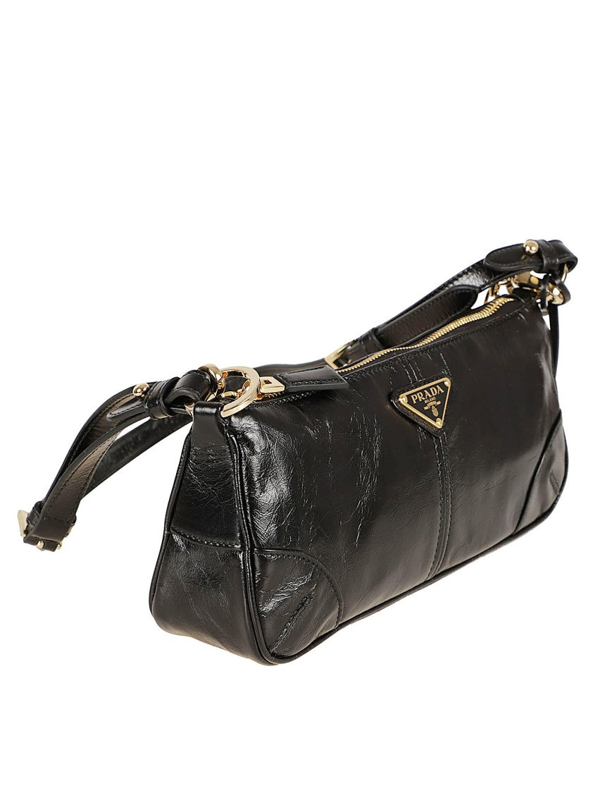 Prada Mirror-Finish Leather Bag With Brushed Accents