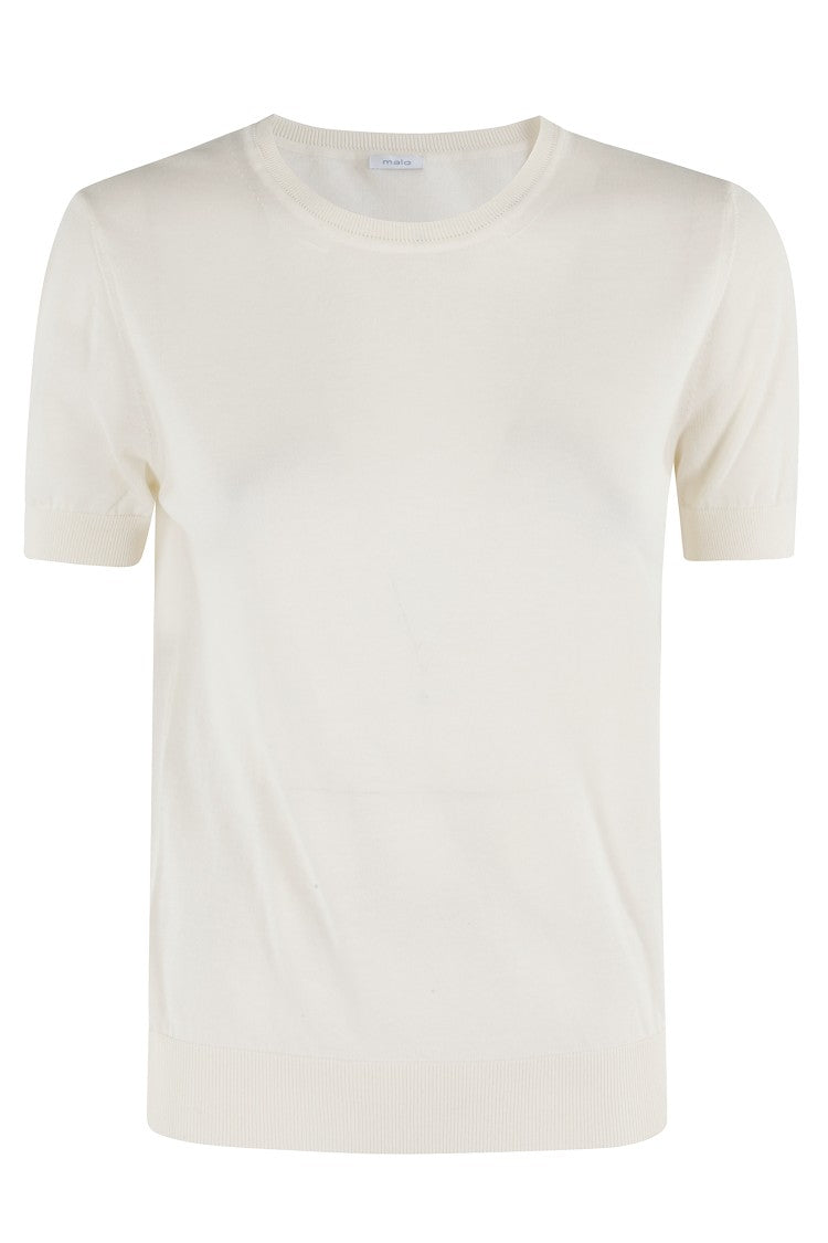 Malo Panna Round Neck T-Shirt With Ribbed Trims