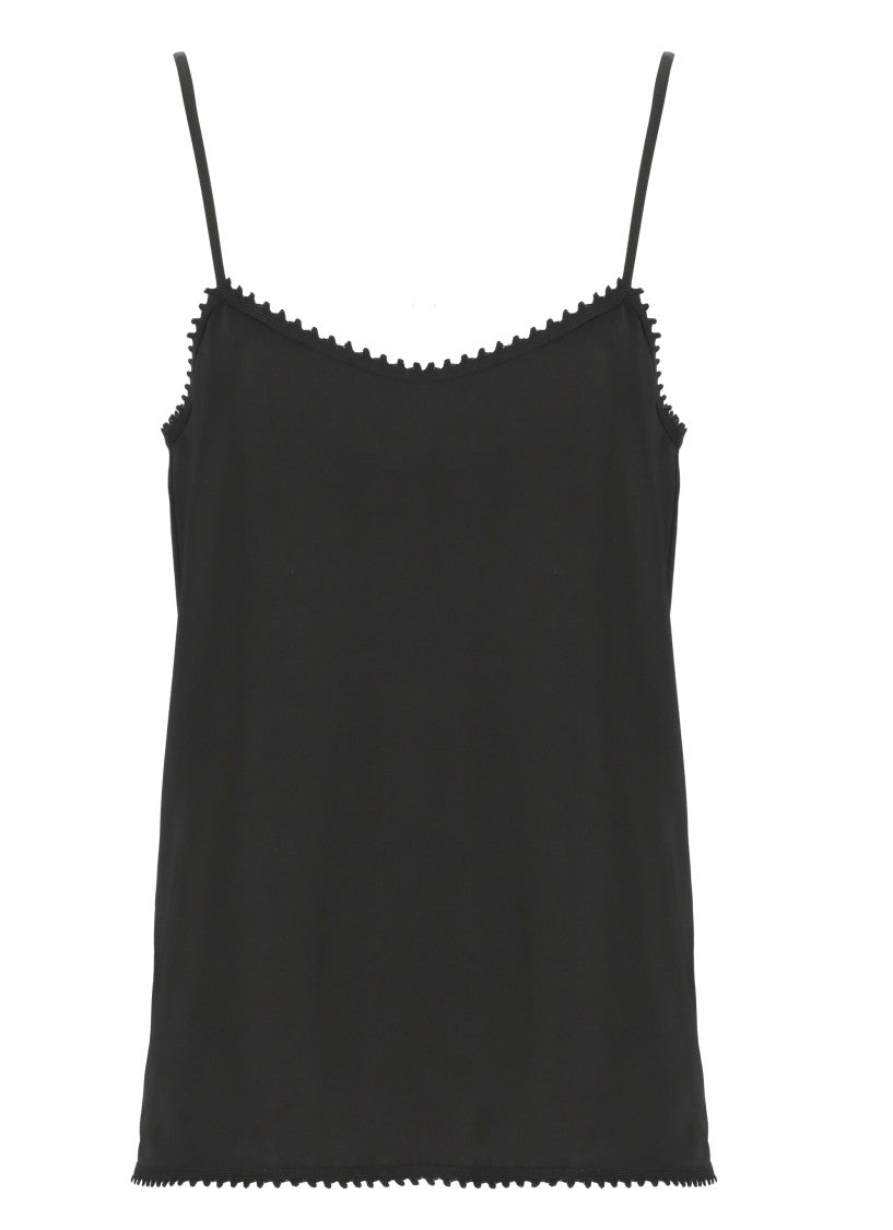 Fabiana Filippi Black Viscose Top With Scalloped Trim