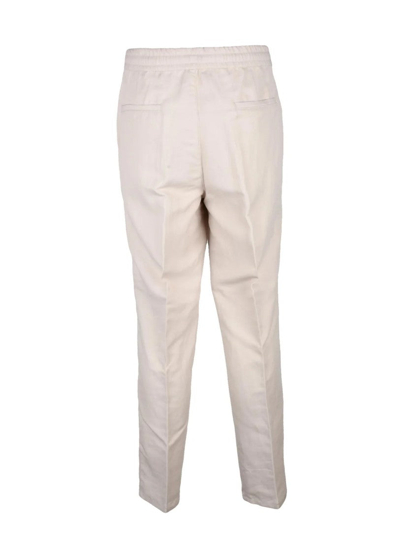 Brunello Cucinelli Beige Straight-Leg Linen-Cotton Jogger Pants