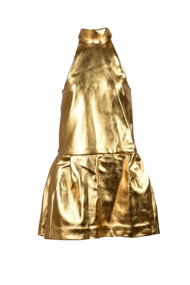 We11done Leather Dress - Gold