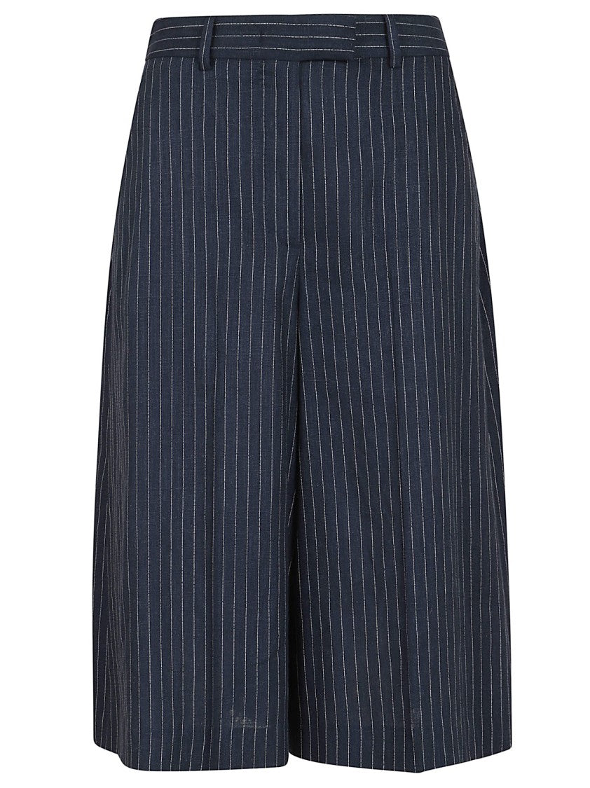 Lardini Blue Pinstriped Linen Trousers Skirt