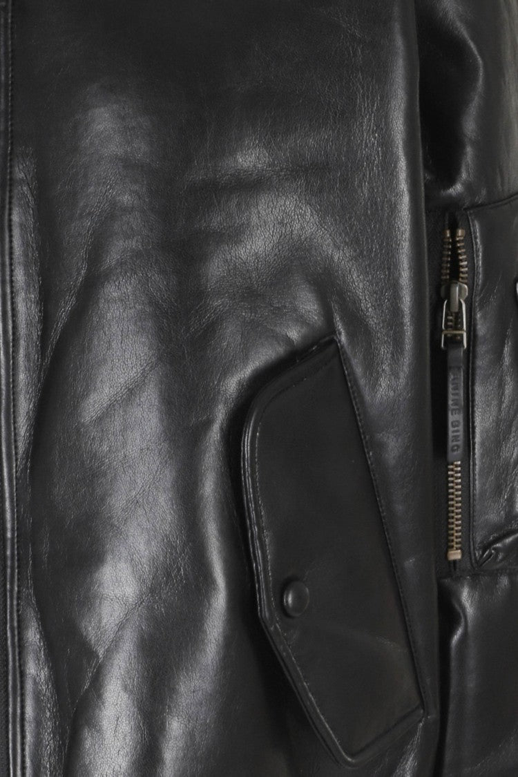 Anine Bing Black Leon Military Leather Bomber Jacket