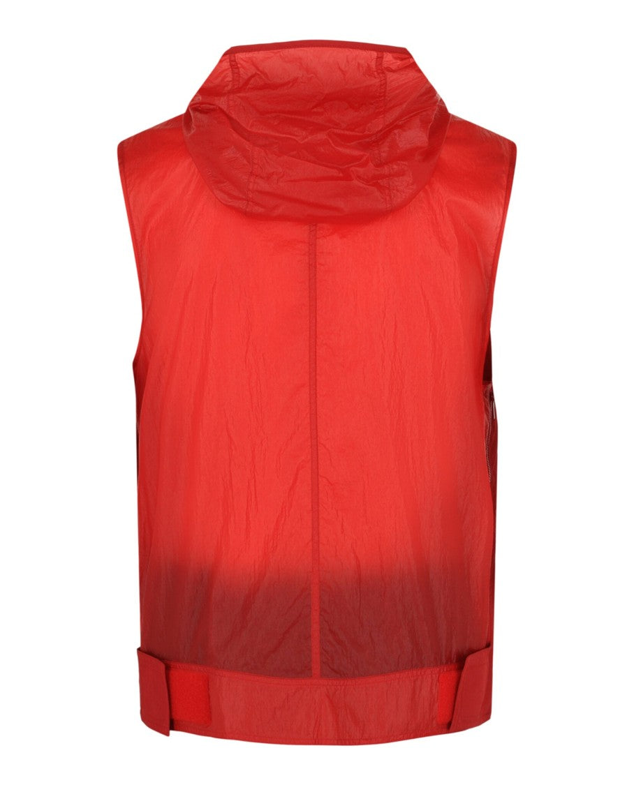 Ferragamo Hooded Windbreaker Vest With Adjustable Features And Zip Pockets