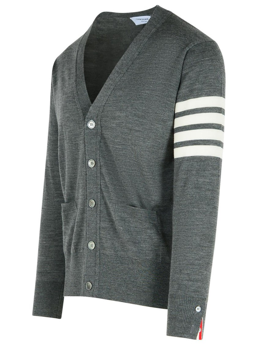 Thom Browne '4-Bar' Grey Virgin Wool Cardigan