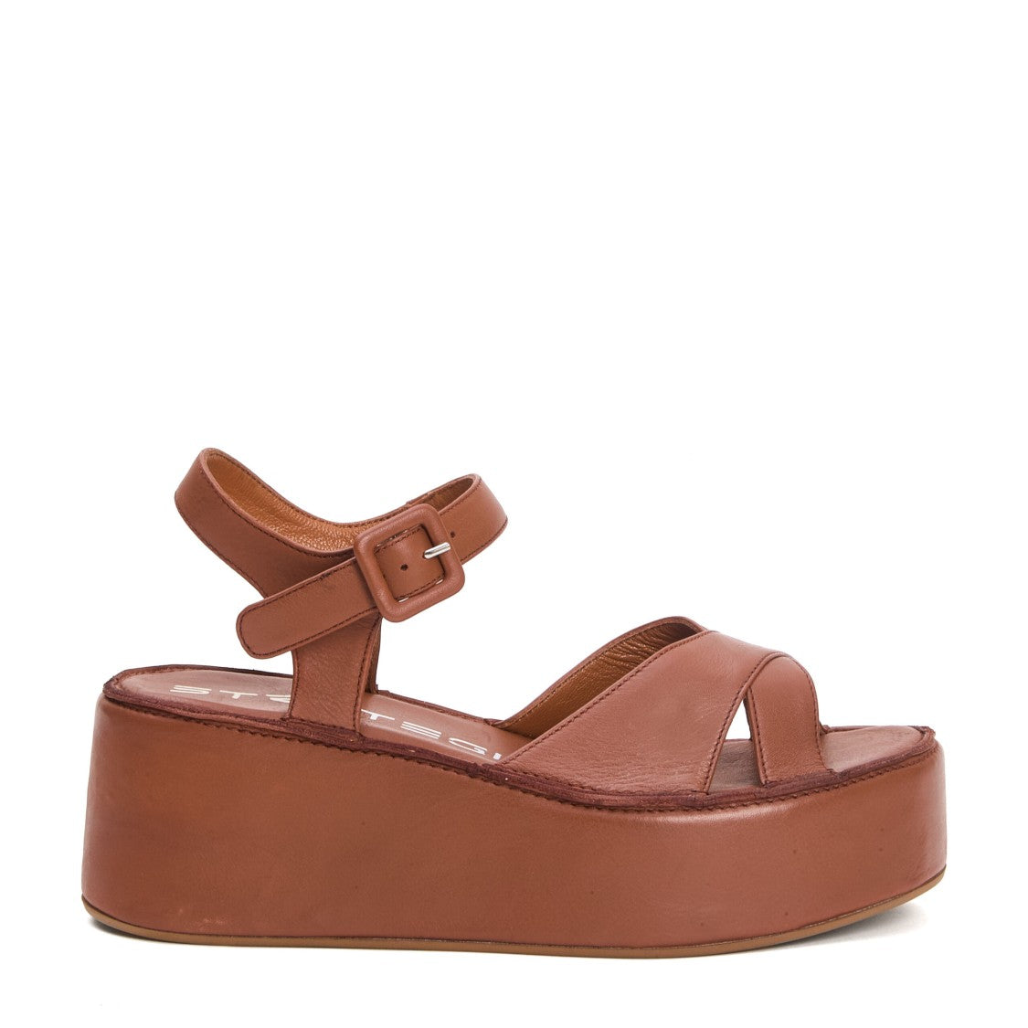 Strategia Cross-Strap Wedge Sandals In Soft Cuoio Leather