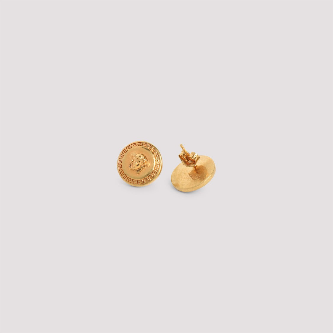 Versace Round Metallic Earrings With Medusa Emblem