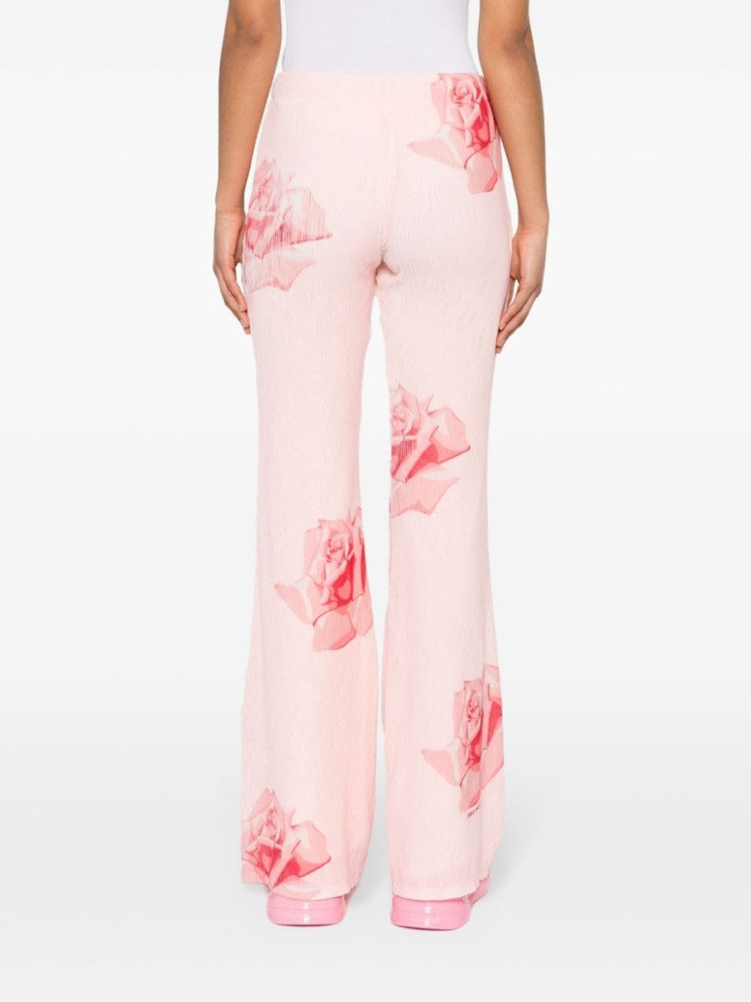 Kenzo Flared Rose Print Trousers