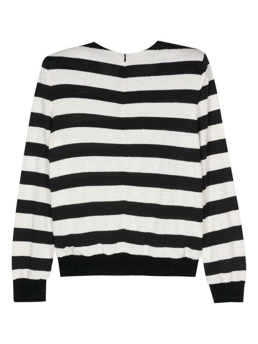 Balmain Bold Striped Jumper With Embossed Gold-Tone Buttons