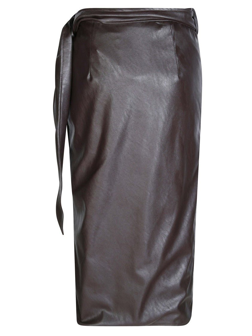 Elisabetta Franchi Faux Leather Wrap Midi Skirt