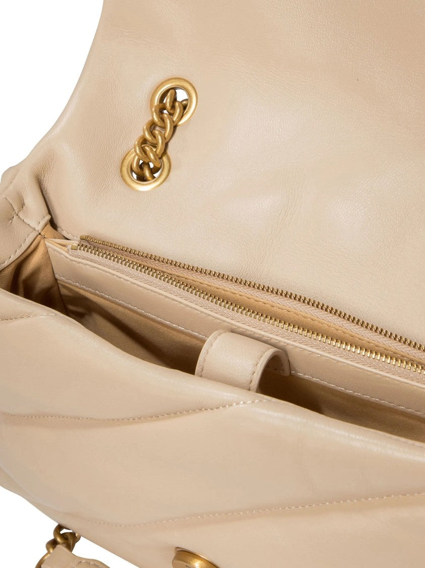 Pinko Quilted Padded Leather Shoulder Bag With Gold-Tone Bird Clasp