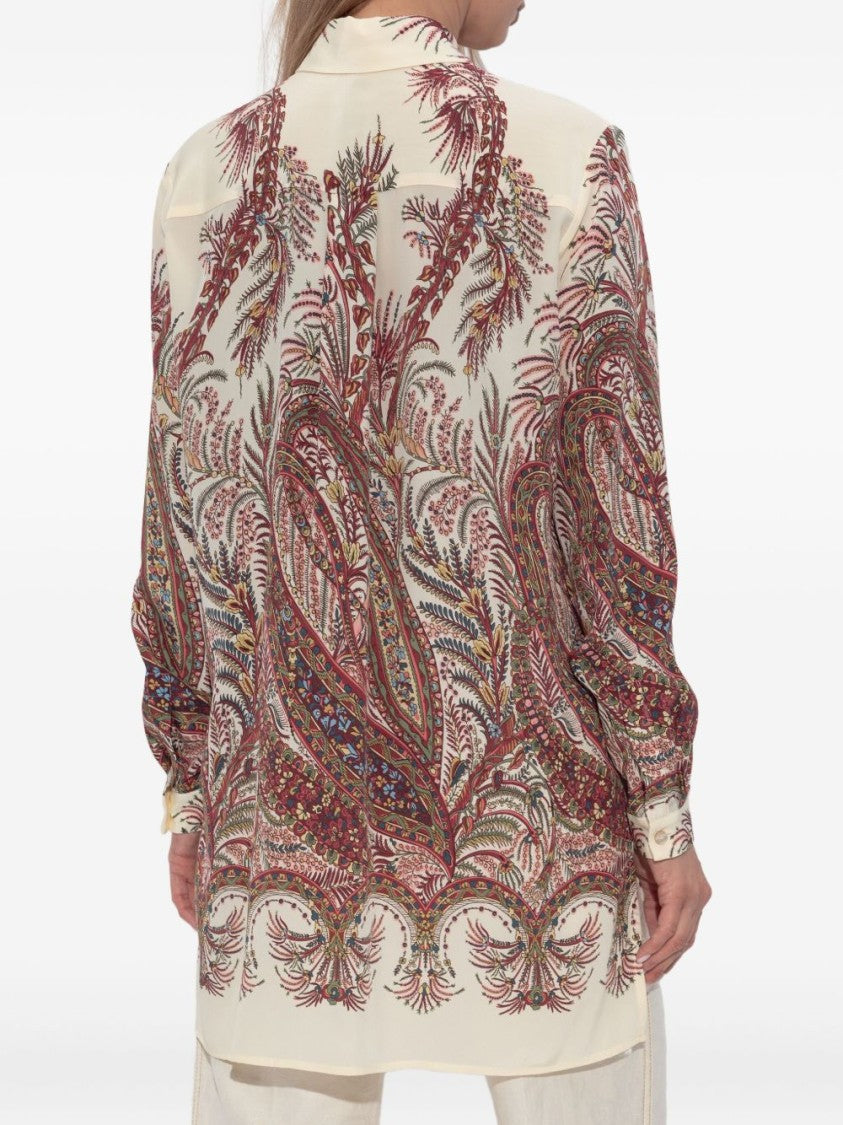 Etro Long-Sleeve Silk Shirt With Multicolour Paisley Print