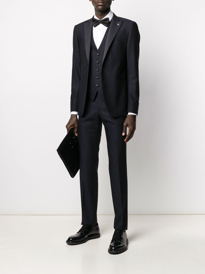 Tagliatore Three-Piece Tailored Suit With Silk-Effect Lapels