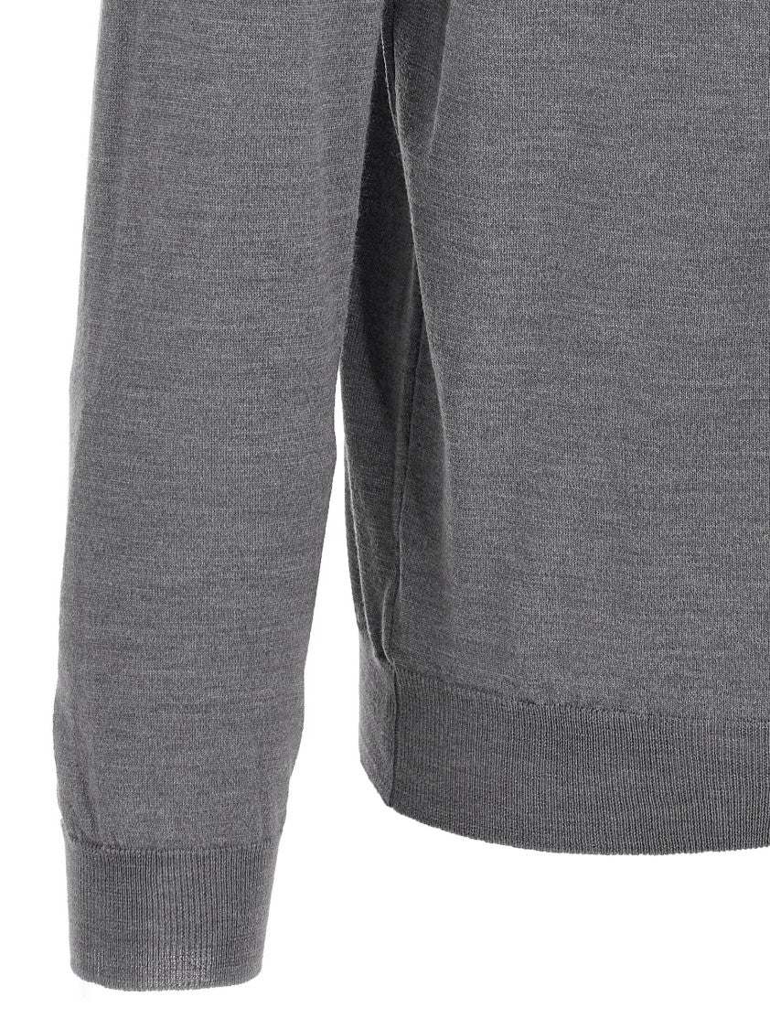 Zanone Virgin Wool Polo Shirt With Button Placket And Cuffed Sleeves