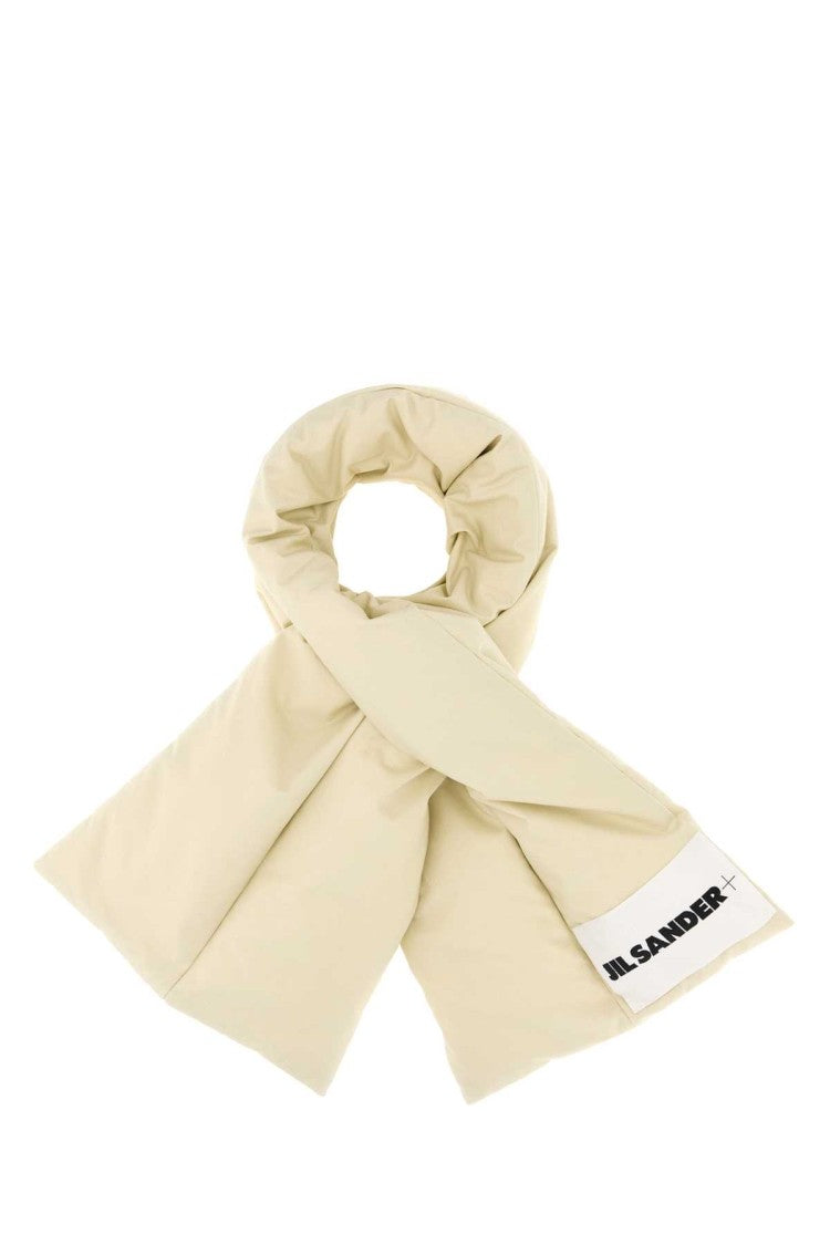 Jil Sander Minimalist Cream Cotton Scarf With Quilted Texture