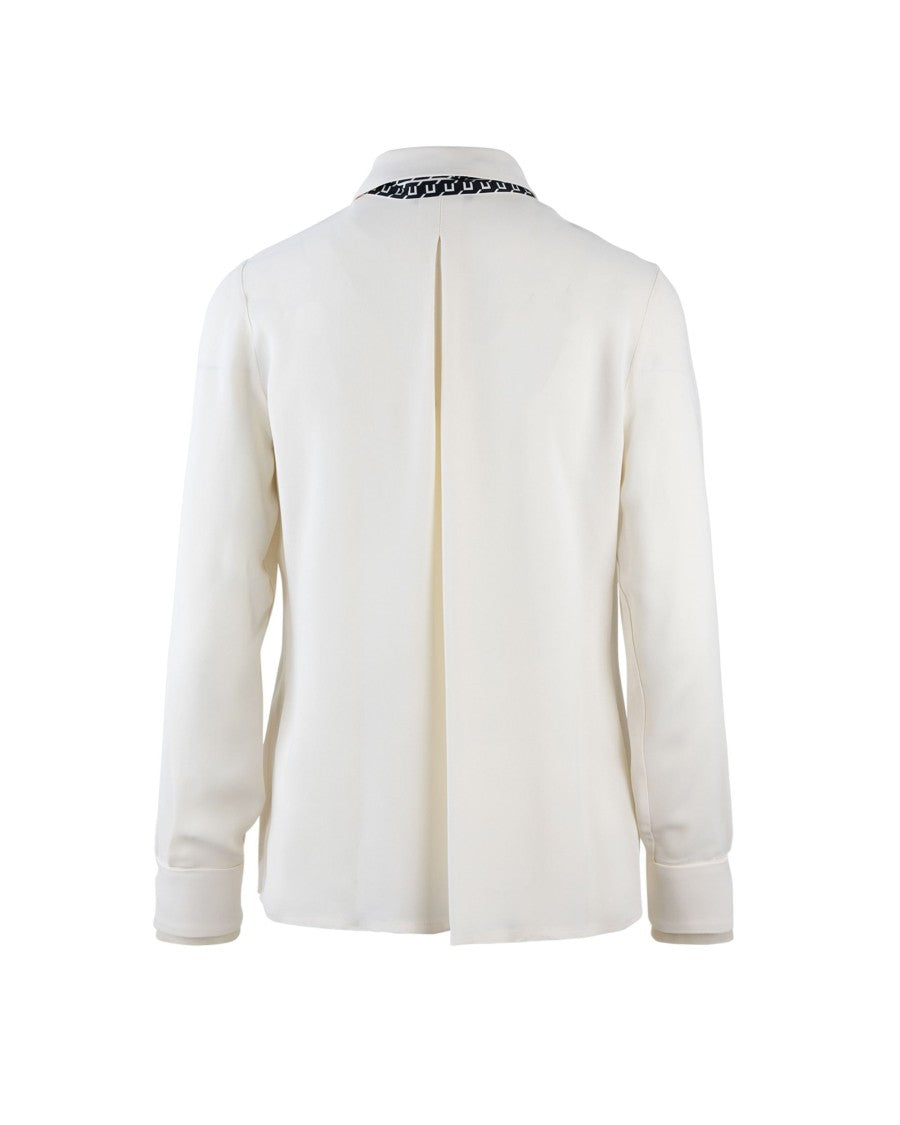 Elisabetta Franchi Ivory Georgette Shirt With Scarf