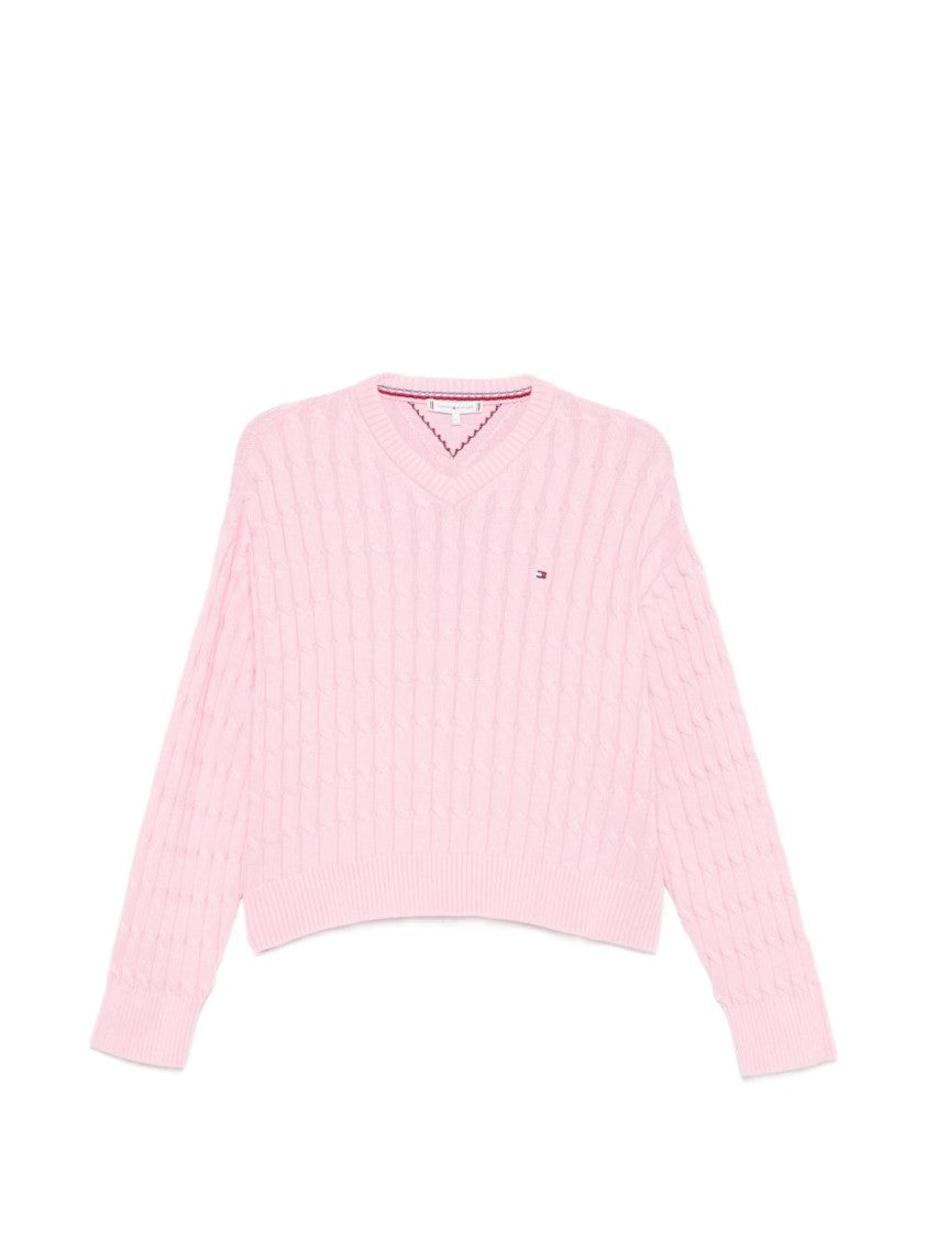 Tommy Hilfiger Light Rose Cable Knit Sweater