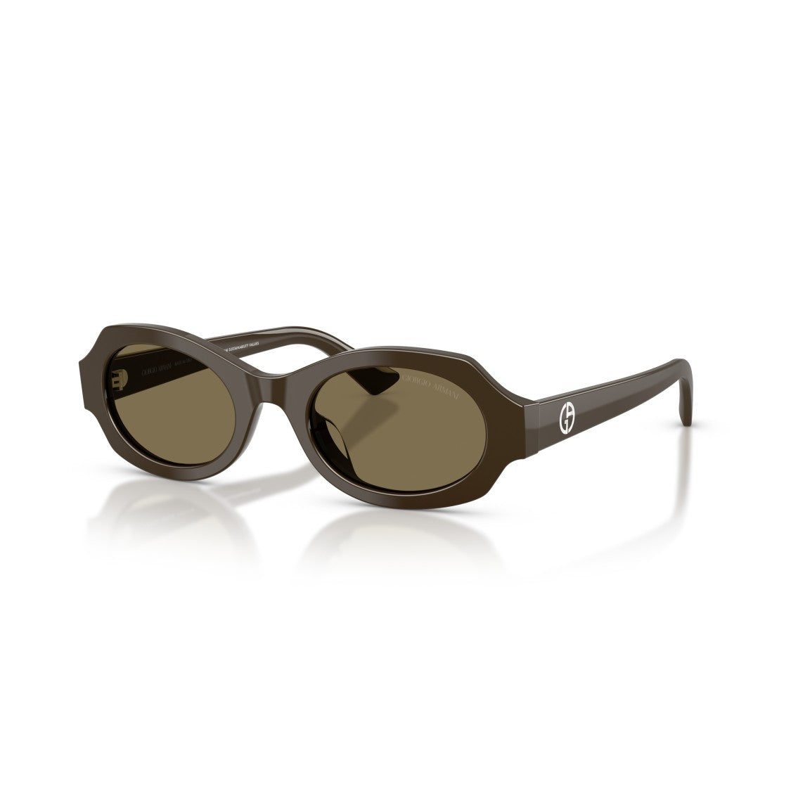 Giorgio Armani 0Ar8245hu Oval-Frame Brown Acetate Sunglasses With Geometric Detail