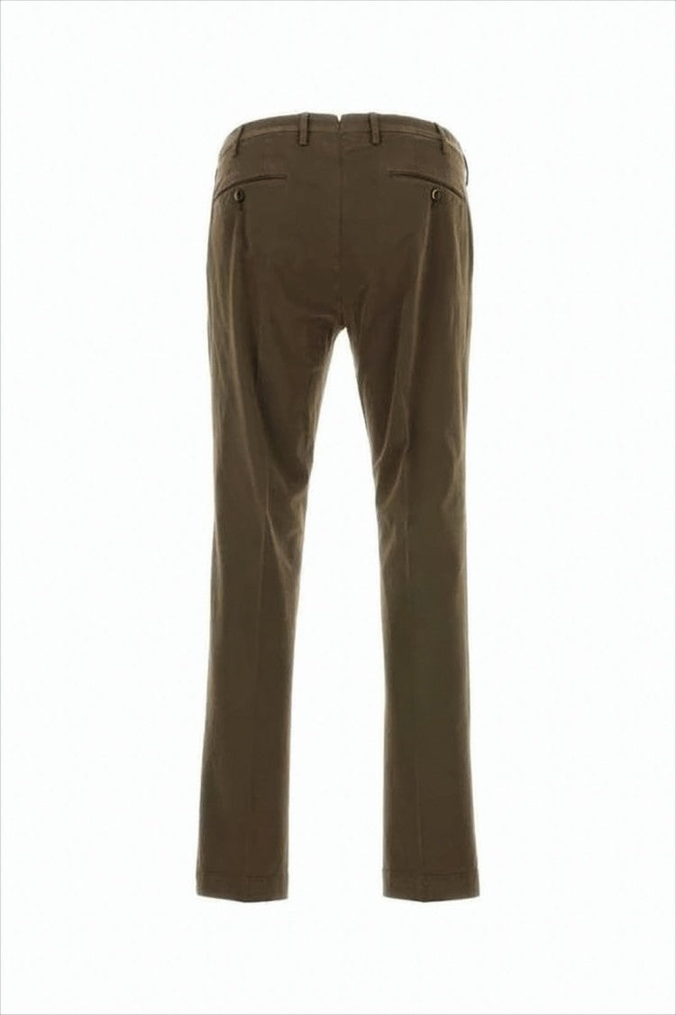 Pt Torino Tailored Brown Pants With Straight Leg Cut And Buttoned Pockets