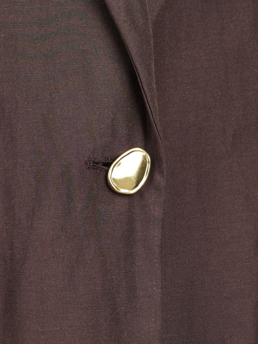 Forte Forte Boxy Taffeta Jacket With Irregular Gold Button Closure
