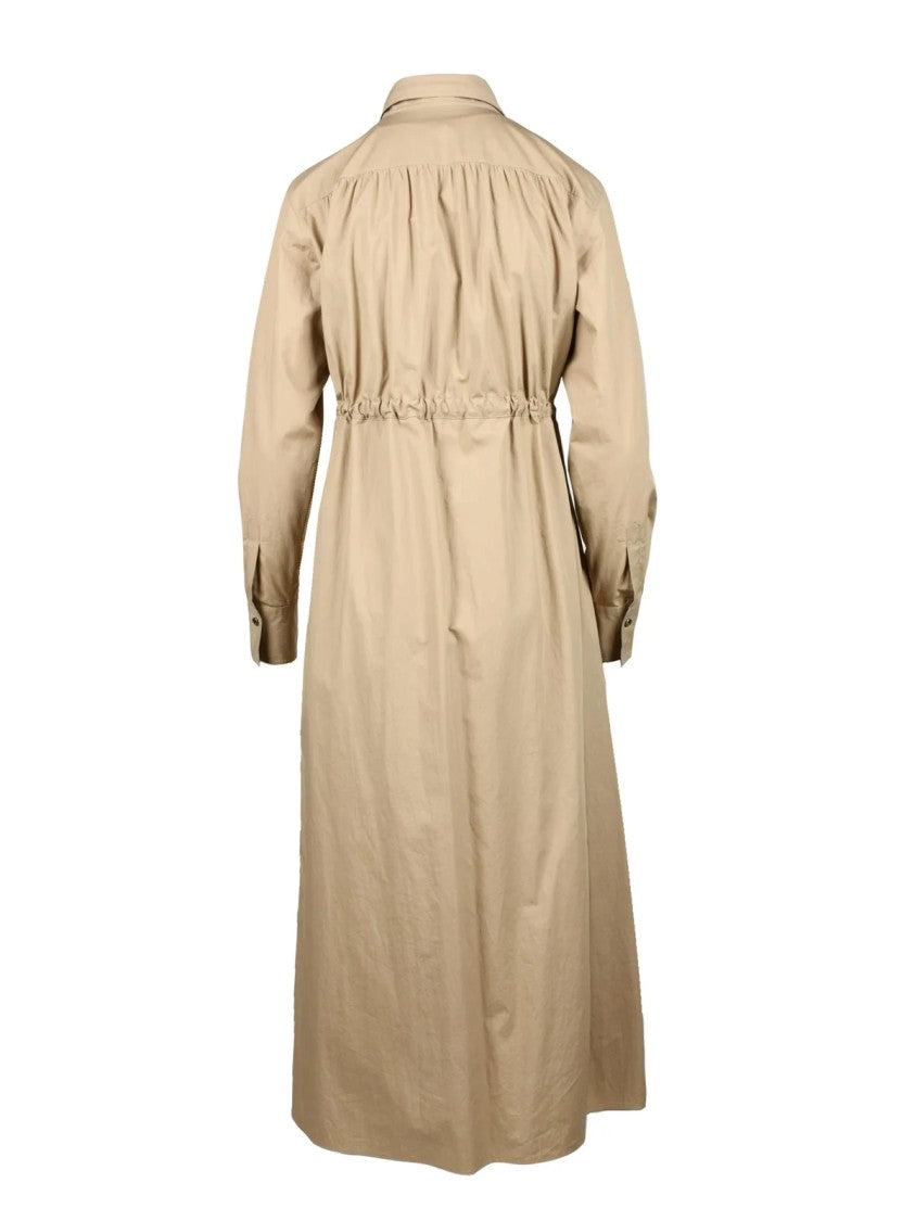 Brunello Cucinelli Beige Mid-Length Snap Waist Cotton Day Dress