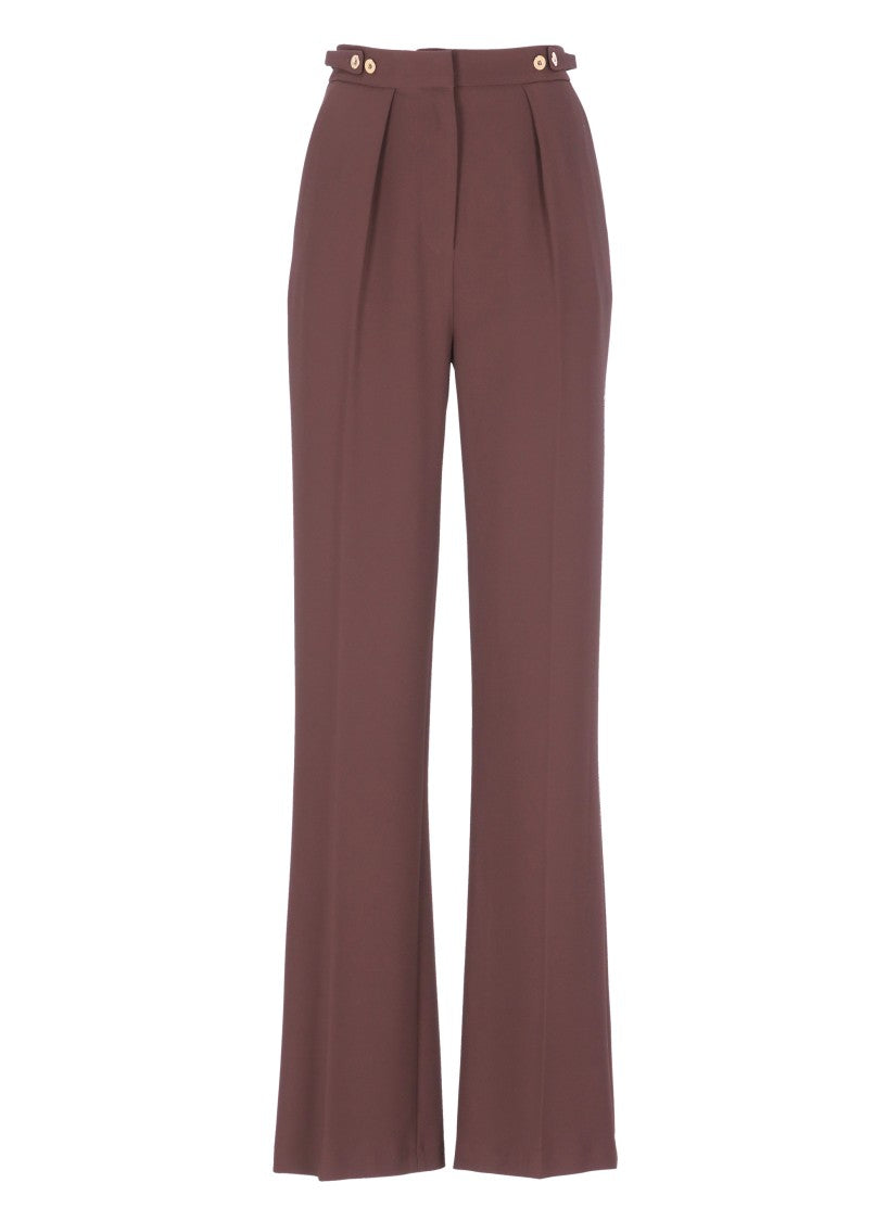 Elisabetta Franchi Bordeaux Wide-Leg Trousers With Tailored Front Pleats