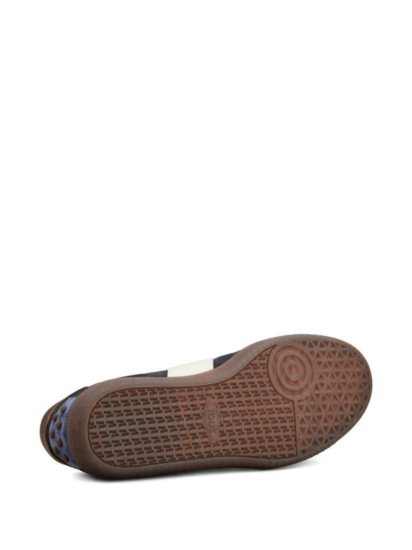 Tod's Blue Stripe Panel Contrast Heel Sneakers