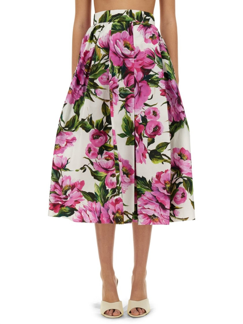 Dolce & Gabbana Peony Print Long Skirt