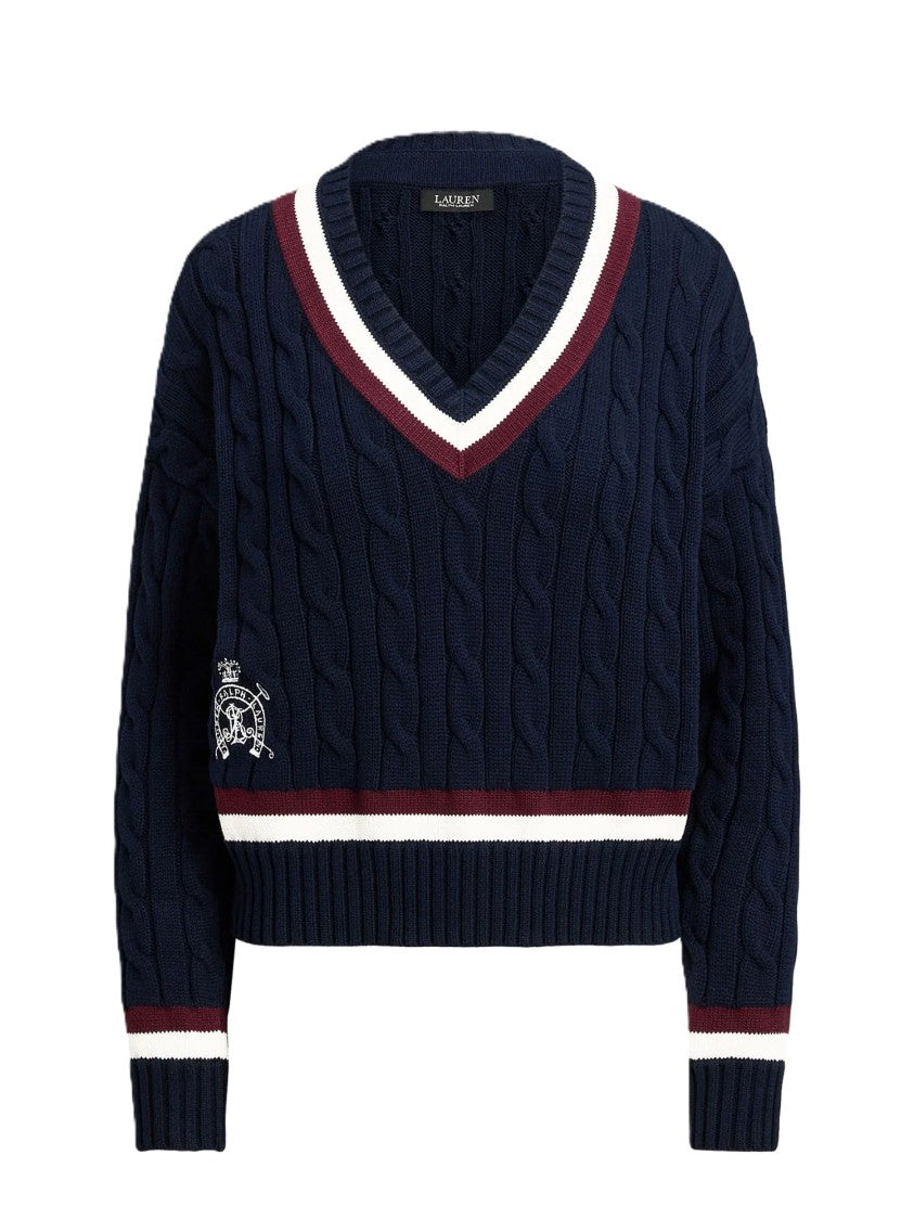 Lauren Ralph Lauren Blue Gassed Cotton Pullover Sweater