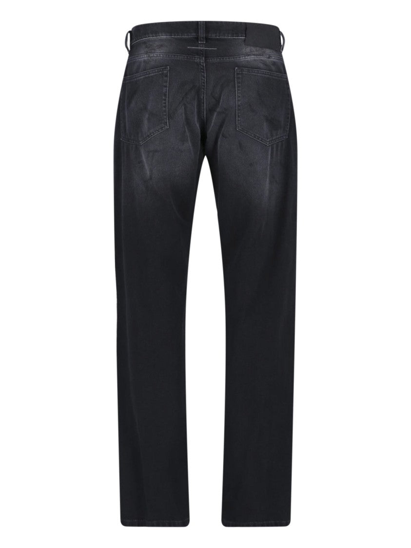 Mm6 By Maison Margiela Black Straight Leg Textured Jeans