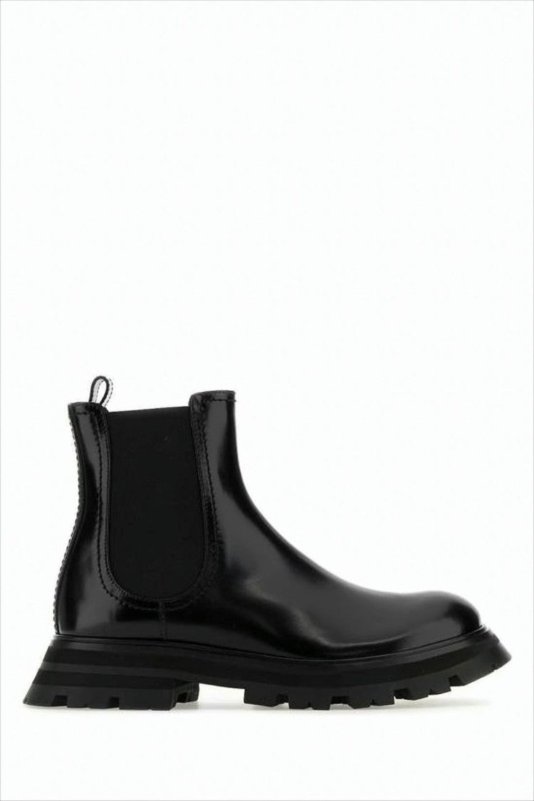 Alexander Mcqueen Sole Black Leather Ankle Boots