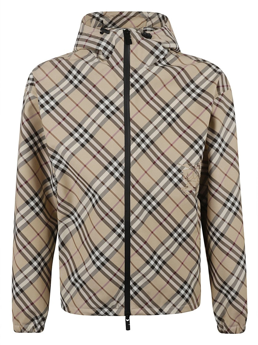 Burberry Hooded Plaid Coat With Zip Closure