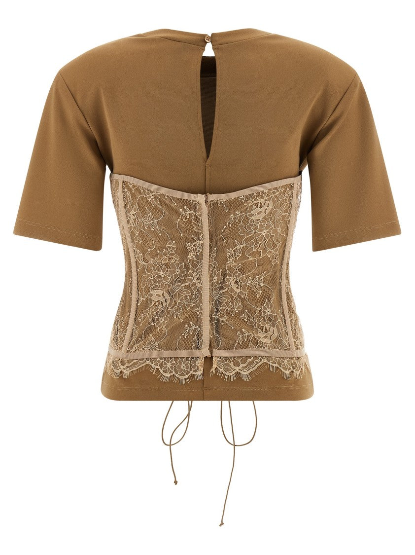 Giuseppe Di Morabito Bustier T-Shirt With Lace Appliqué And Back Zip Closure