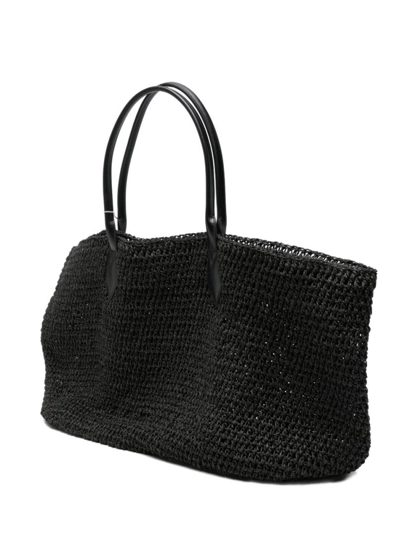 Vivienne Westwood Spacious Black Woven Tote Bag With Embossed Logo