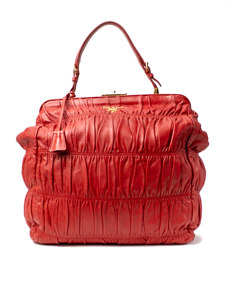 Prada Large Red Grained Shopper