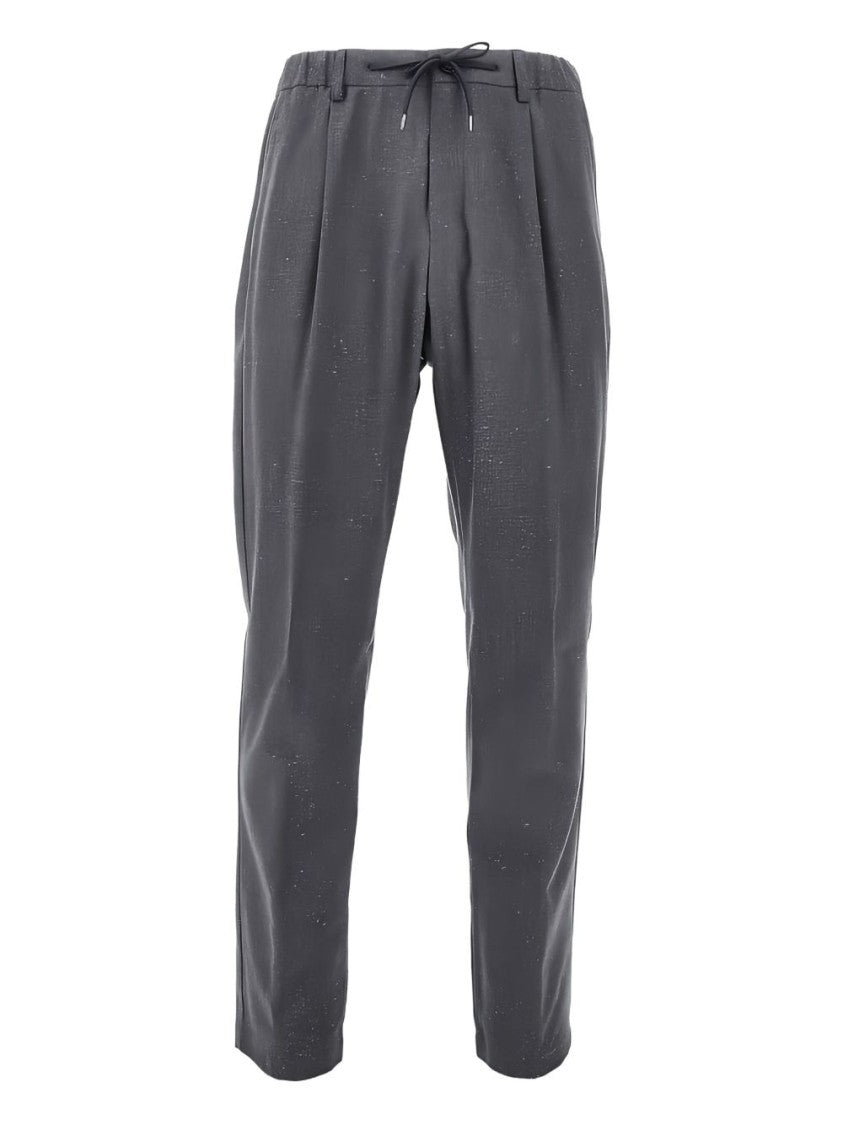 Herno Tailored One-Pleat Trousers In Iron-Grey Wool Blend