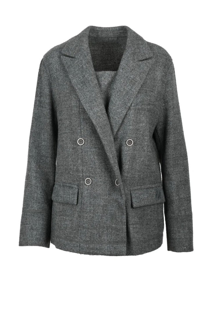 Emporio Armani Double-Breasted Jacket Acrylic Wool - Grey