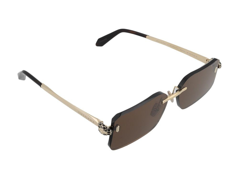 Bulgari Gold-Toned Temple Leopard Detail Rimless Sunglasses