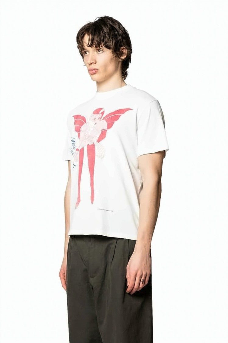 Our Legacy Relaxed-Fit White T-Shirt With Bold Graphic Print