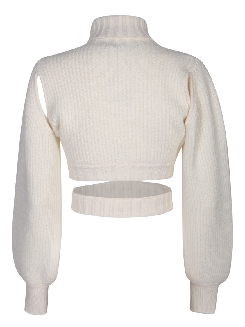 Andreâdamo High Neck Sweater With Cut-Out Sleeve Details
