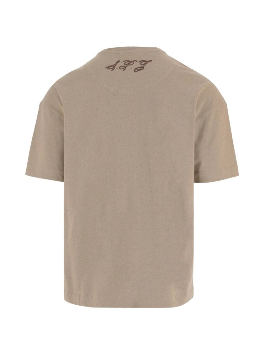 Jacquemus Boxy Fit Beige T-Shirt With Subtle Script Detailing