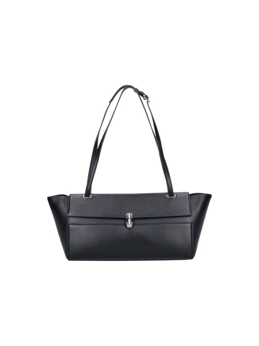 Savette Black Leather Symmetry Trapeze Shoulder Bag