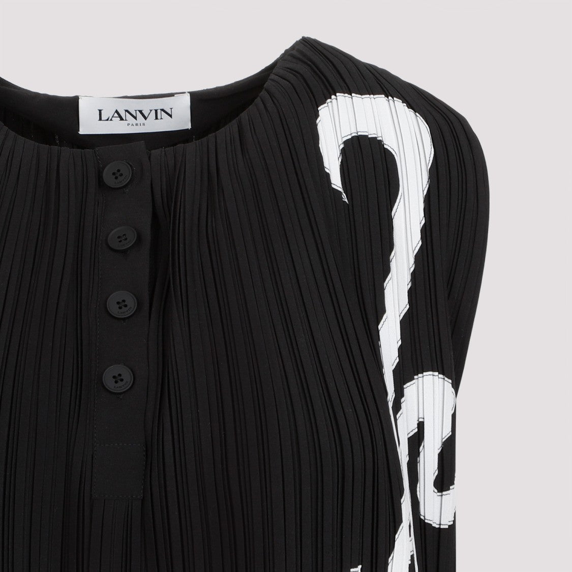 Lanvin Sleeveless Pleated Black Polyester Top