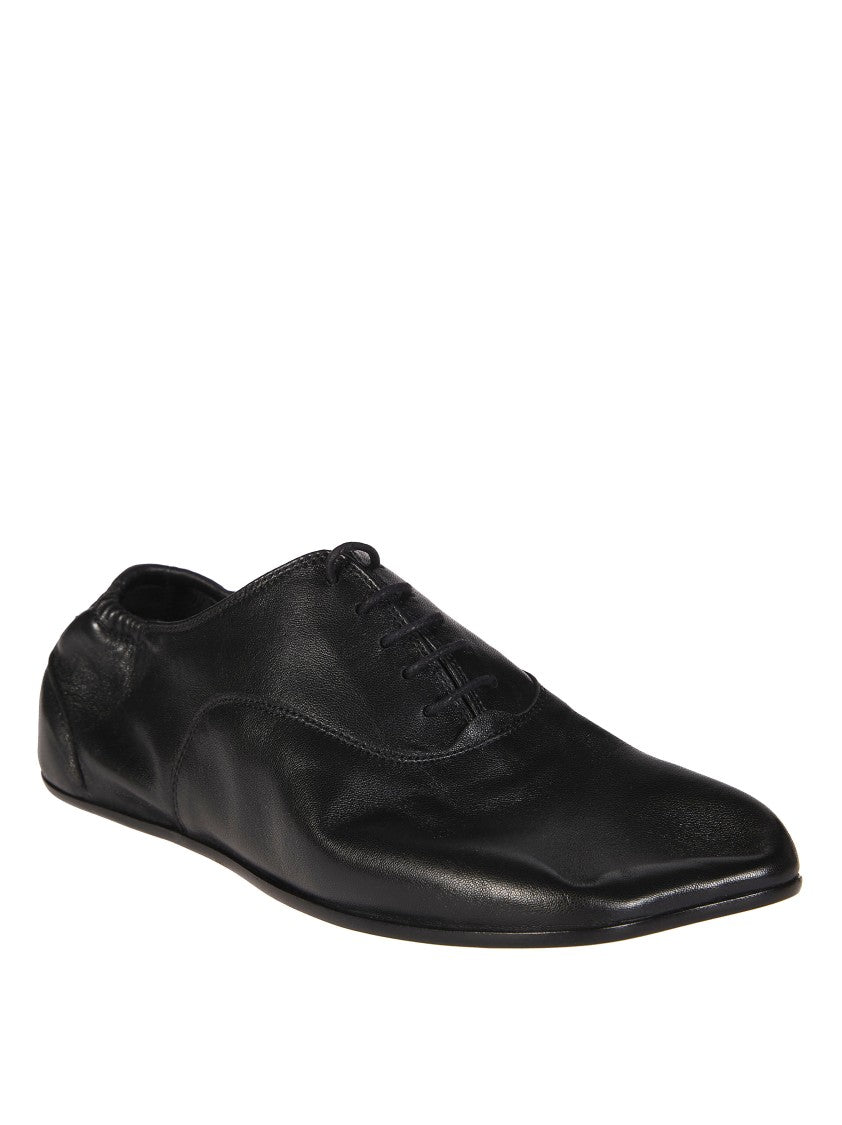 Mm6 By Maison Margiela Pointed Toe Lace Up Leather Flats